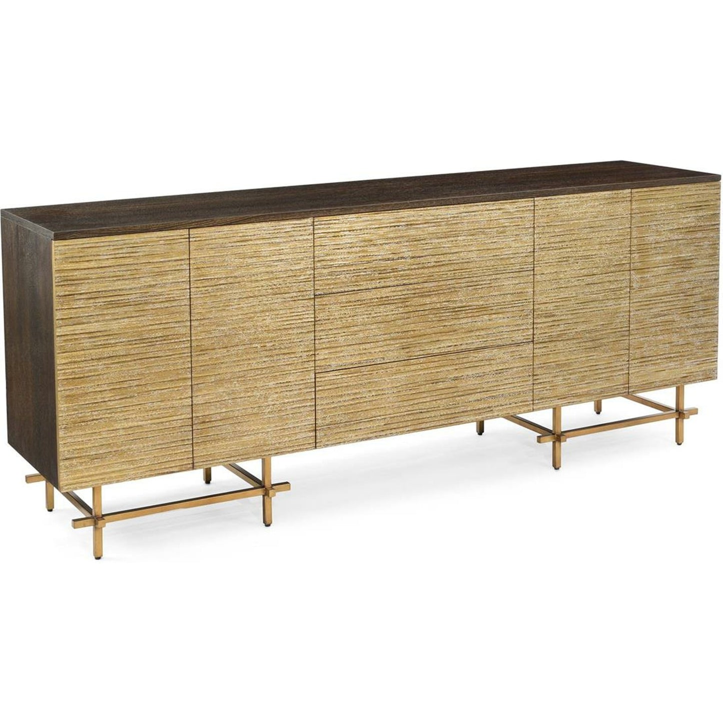 000 SR-884792 | Primary Silo | Naro Sideboard by John-Richard in brass, champagne, gold, oak. Made from brass, steel in a transitional style.