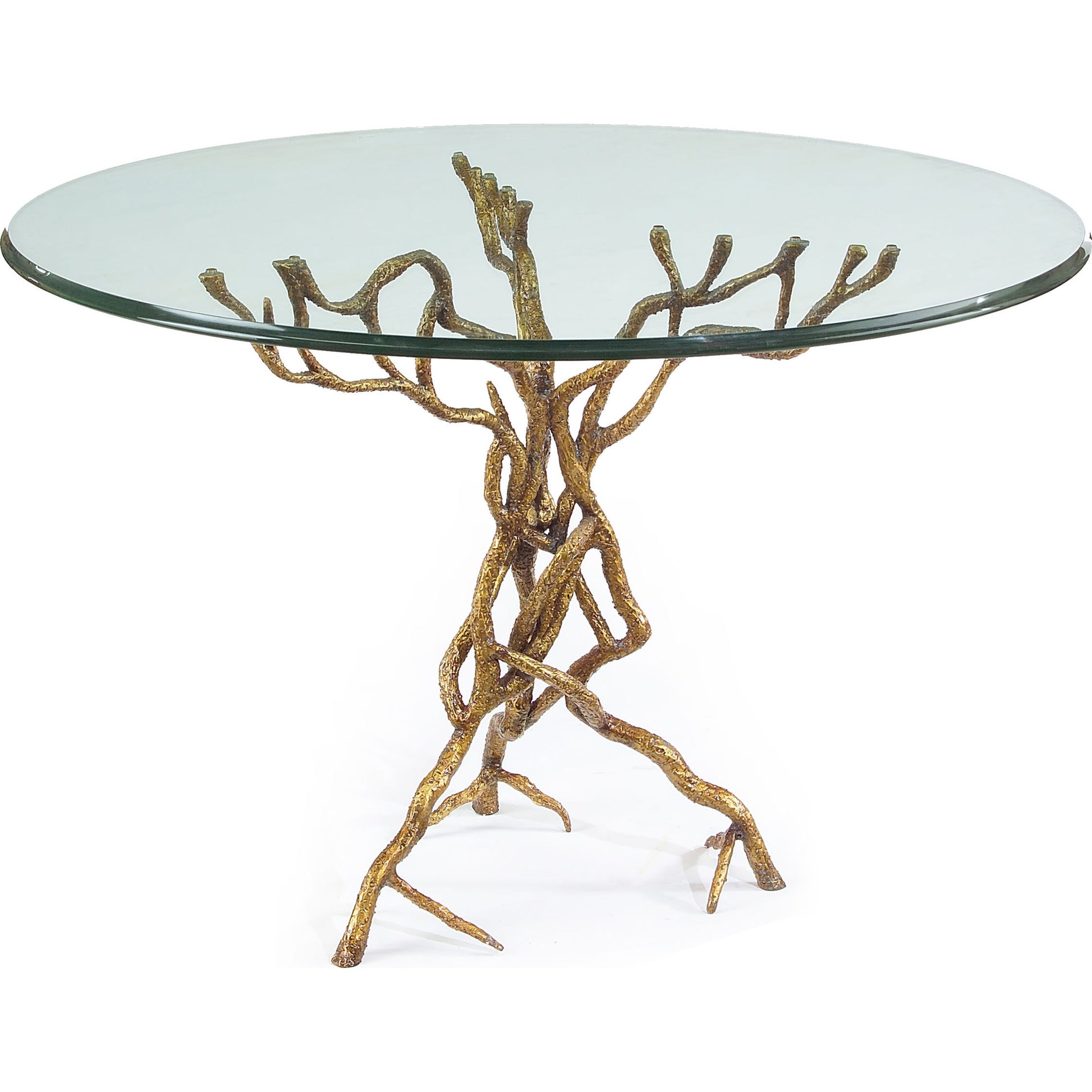 Branches Dining Table by John-Richard in gold and gold, glass. Made from iron, glass in a eclectic & global style.