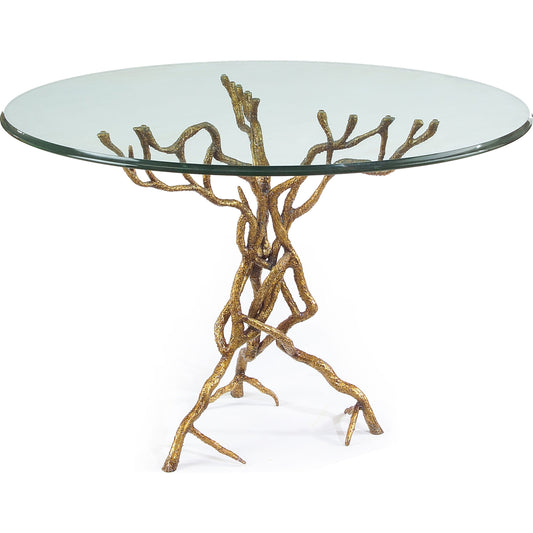 Branches Dining Table by John-Richard in gold and gold, glass. Made from iron, glass in a eclectic & global style.