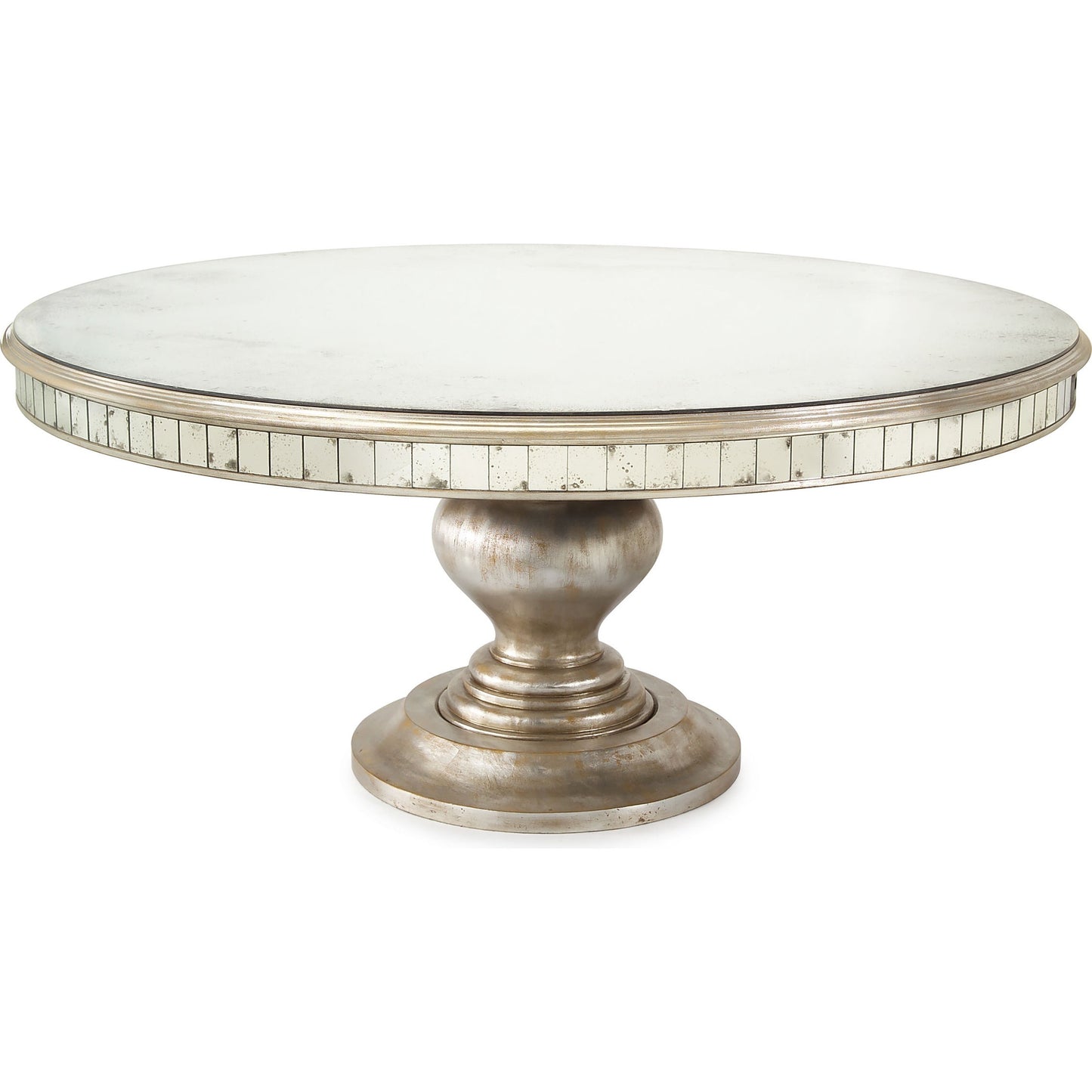 000 SR-771629 | Primary Silo | Bourbon Round Dining Table by John-Richard in silver and parisian silver. Made from acacia wood in a traditional style.
