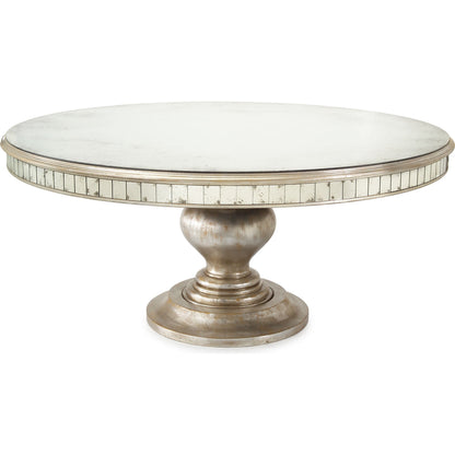 Bourbon Round Dining Table by John-Richard in silver and parisian silver. Made from acacia wood in a traditional style.