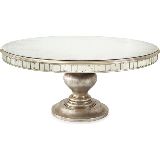 Bourbon Round Dining Table by John-Richard in silver and parisian silver. Made from acacia wood in a traditional style.