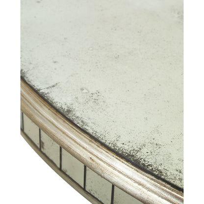 Bourbon Round Dining Table by John-Richard in silver and parisian silver. Made from acacia wood in a traditional style.