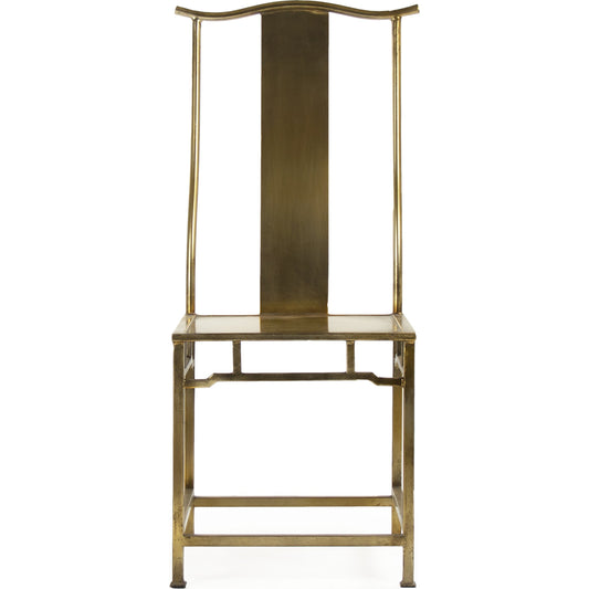 Avent Side Chair by Zentique in antique gold and iron, mirror, mdf. Made from iron, mirror, mdf in a transitional style.