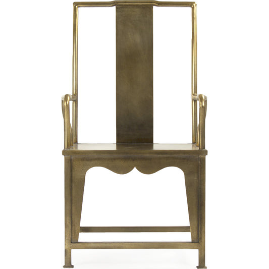Brys Arm Chair by Zentique in antique gold and iron, mirror, mdf. Made from iron, mirror, mdf in a transitional style.