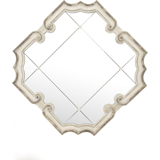 Troncon Mirror by Zentique in distressed ivory and mirror, mdf. Made from mirror, mdf in a traditional style.