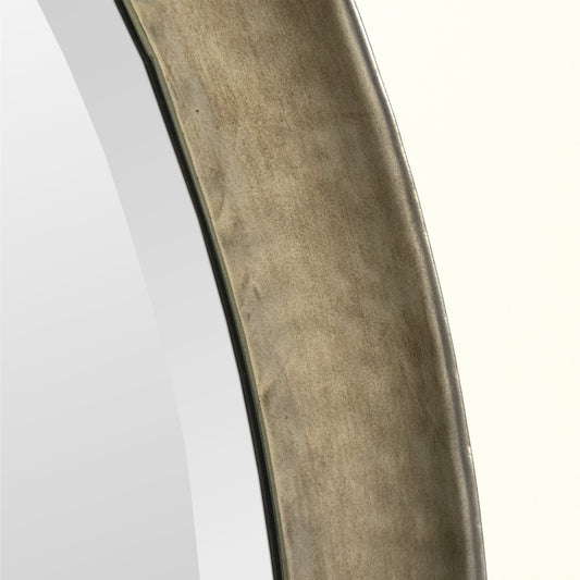 Cerne Convex Mirror by Zentique in distressed teal and iron, mirror, mdf. Made from iron, mirror, mdf in a modern style.