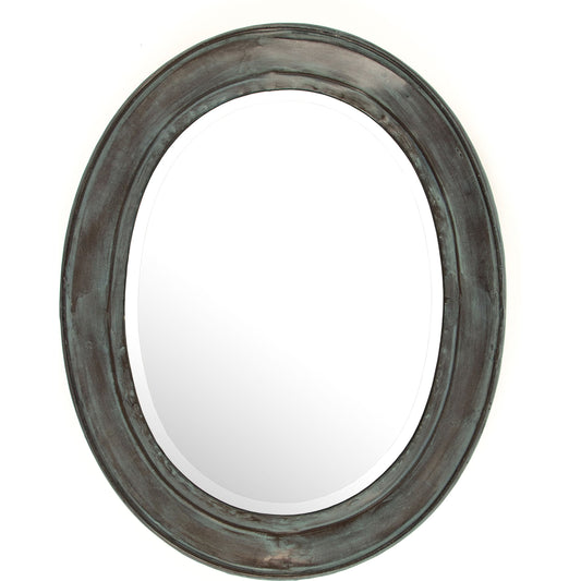 Rund Mirror by Zentique in distressed teal and iron, mirror, mdf. Made from iron, mirror, mdf in a modern style.