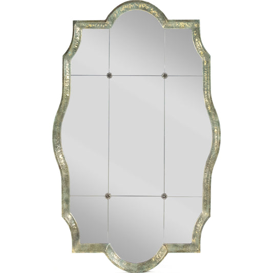 Josse Mirror by Zentique in antique blue and iron, mirror, mdf. Made from iron, mirror, mdf in a traditional style.
