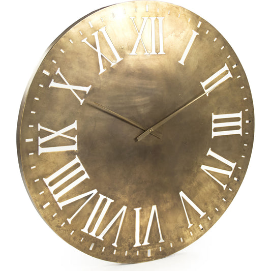 Laure Clock by Zentique in distressed gold and iron, mirror, mdf. Made from iron, mirror, mdf in a traditional style.