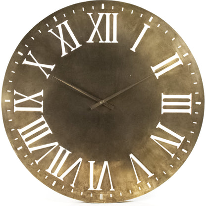 Laure Clock by Zentique in distressed gold and iron, mirror, mdf. Made from iron, mirror, mdf in a traditional style.