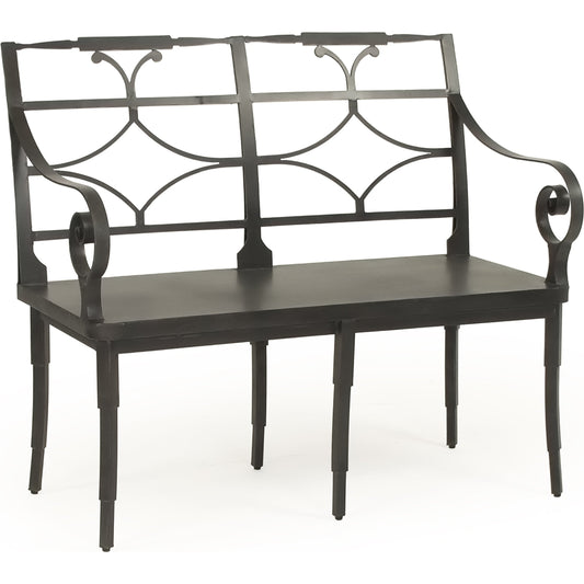 Ranier Metal Bench by Zentique in dark gray and iron. Made from iron in a cottage & farmhouse style.