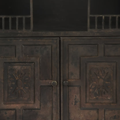 Esme Buffet by Zentique in distressed black, bronze and metal, glass. Made from metal, glass in a traditional style.