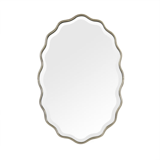 Odette Mirror by Zentique in distressed light gold and metal, mirror, mdf. Made from metal, mirror, mdf in a transitional style.