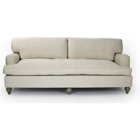 Ninon Sofa by Zentique in cream cotton and limed gray oak. Made from limed grey oak in a transitional style.
