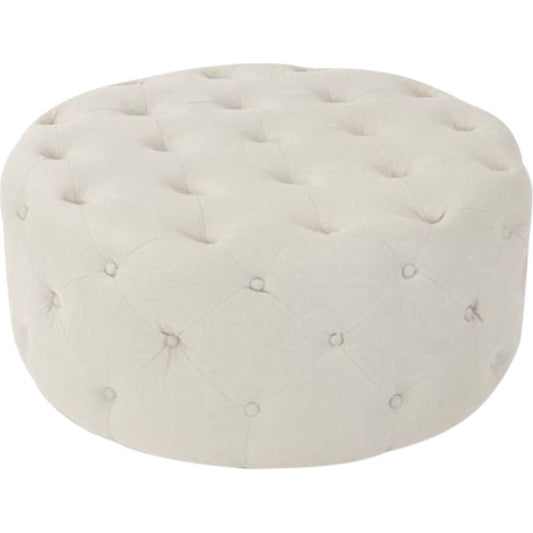 Round Tufted Ottoman by Zentique in oak. Made from oak in a modern style.