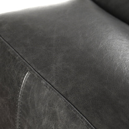 Joelle Sofa by Zentique in black leather and oak. Made from oak in a modern style.