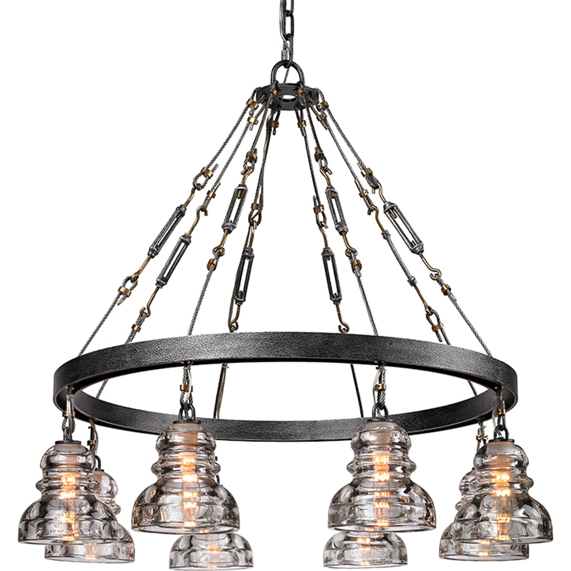 Menlo Park Pendant Mini by Troy in deep bronze. Made from hand-worked iron in a modern style.