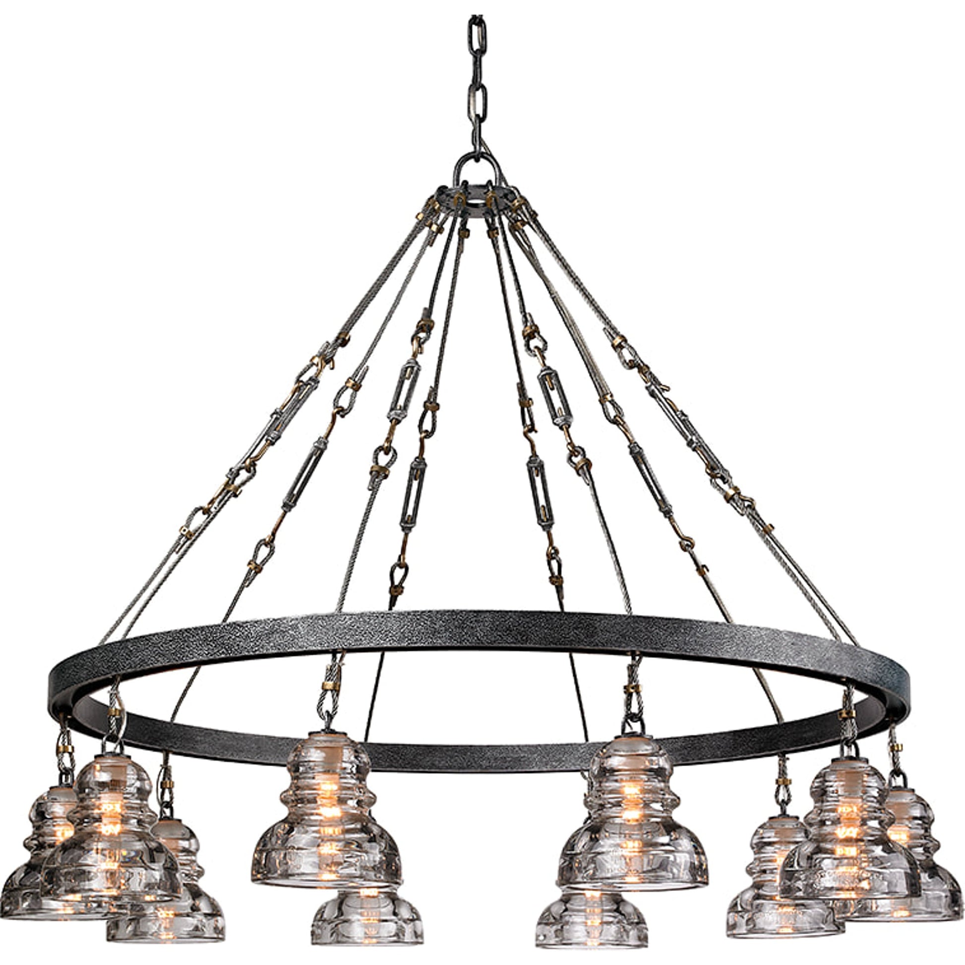 Menlo Park Pendant Mini by Troy in deep bronze. Made from hand-worked iron in a modern style.