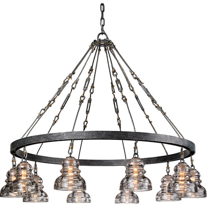 Menlo Park Pendant Mini by Troy in deep bronze. Made from hand-worked iron in a modern style.