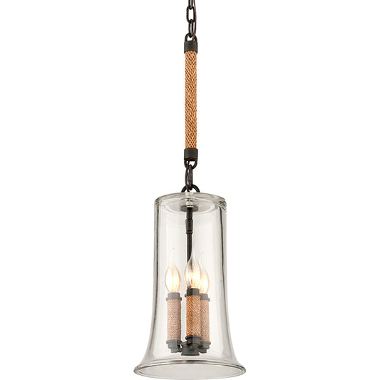 Pier 39 Pendant by Troy in shipyard bronze. Made from solid aluminum in a transitional style.