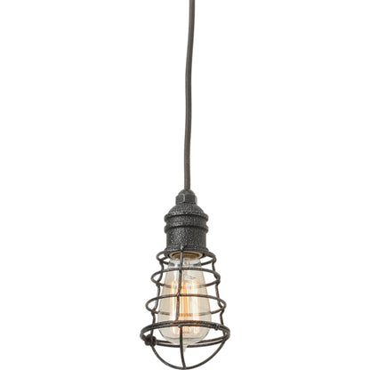 Conduit Mini Pendant Mini by Troy in old silver. Made from hand-worked iron in a modern style.