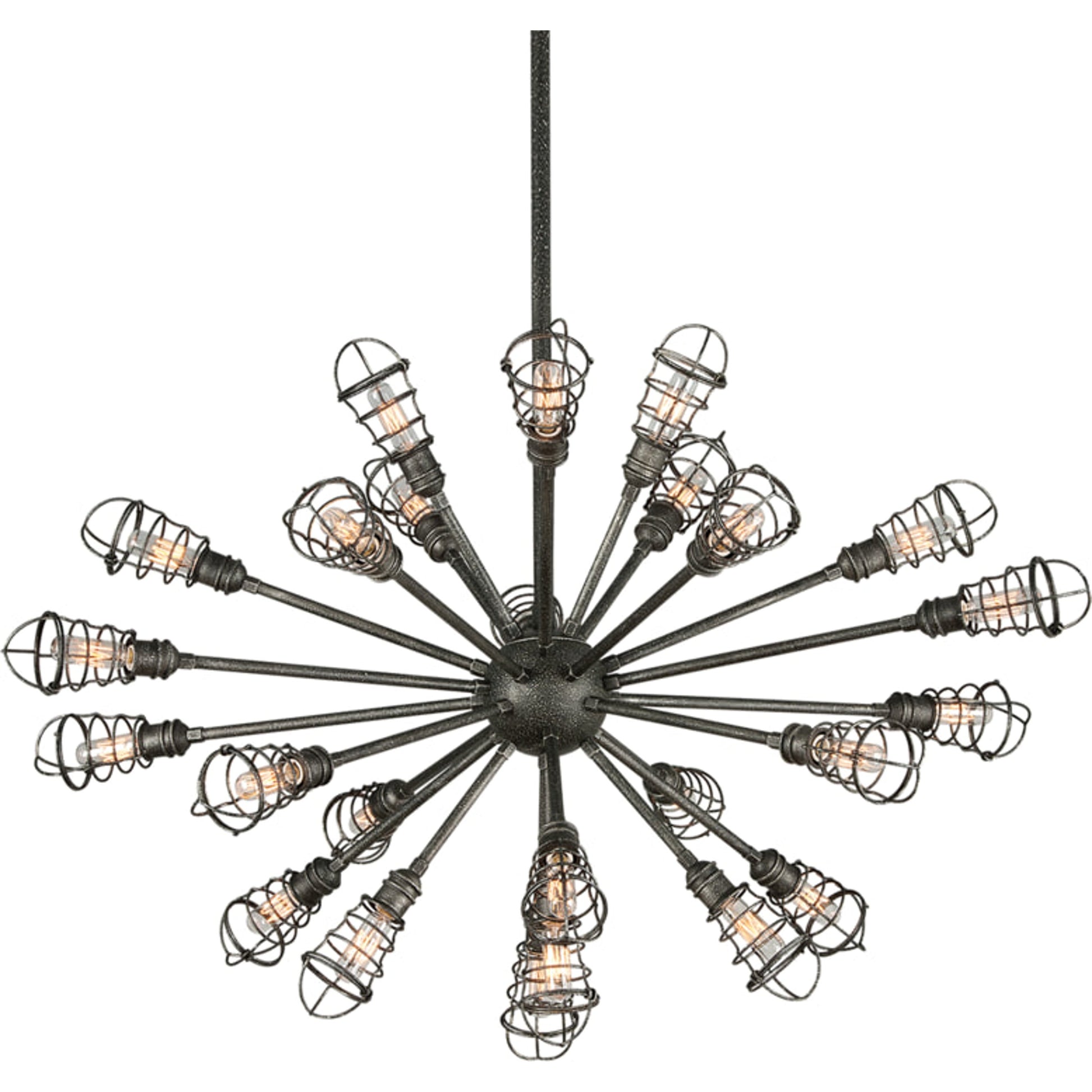 Conduit Mini Pendant Mini by Troy in old silver. Made from hand-worked iron in a modern style.