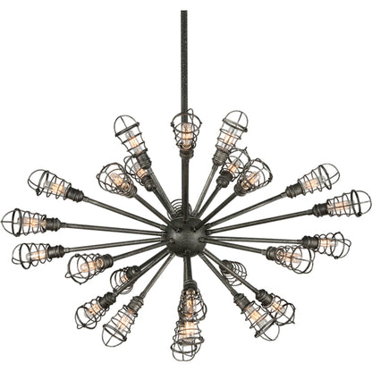 Conduit Mini Pendant Mini by Troy in old silver. Made from hand-worked iron in a modern style.