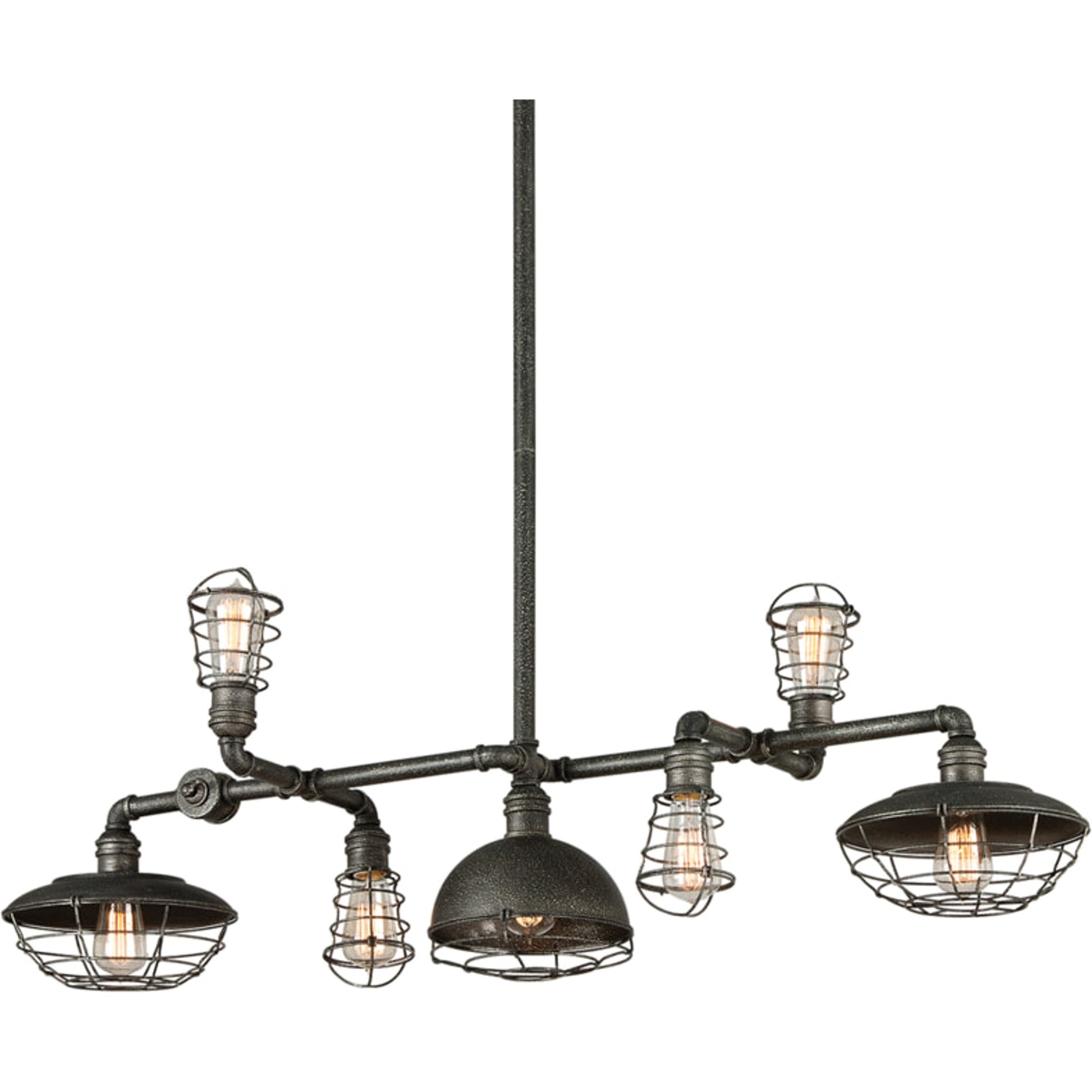 Conduit Mini Pendant Mini by Troy in old silver. Made from hand-worked iron in a modern style.