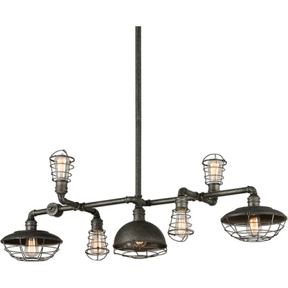 Conduit Mini Pendant Mini by Troy in old silver. Made from hand-worked iron in a modern style.