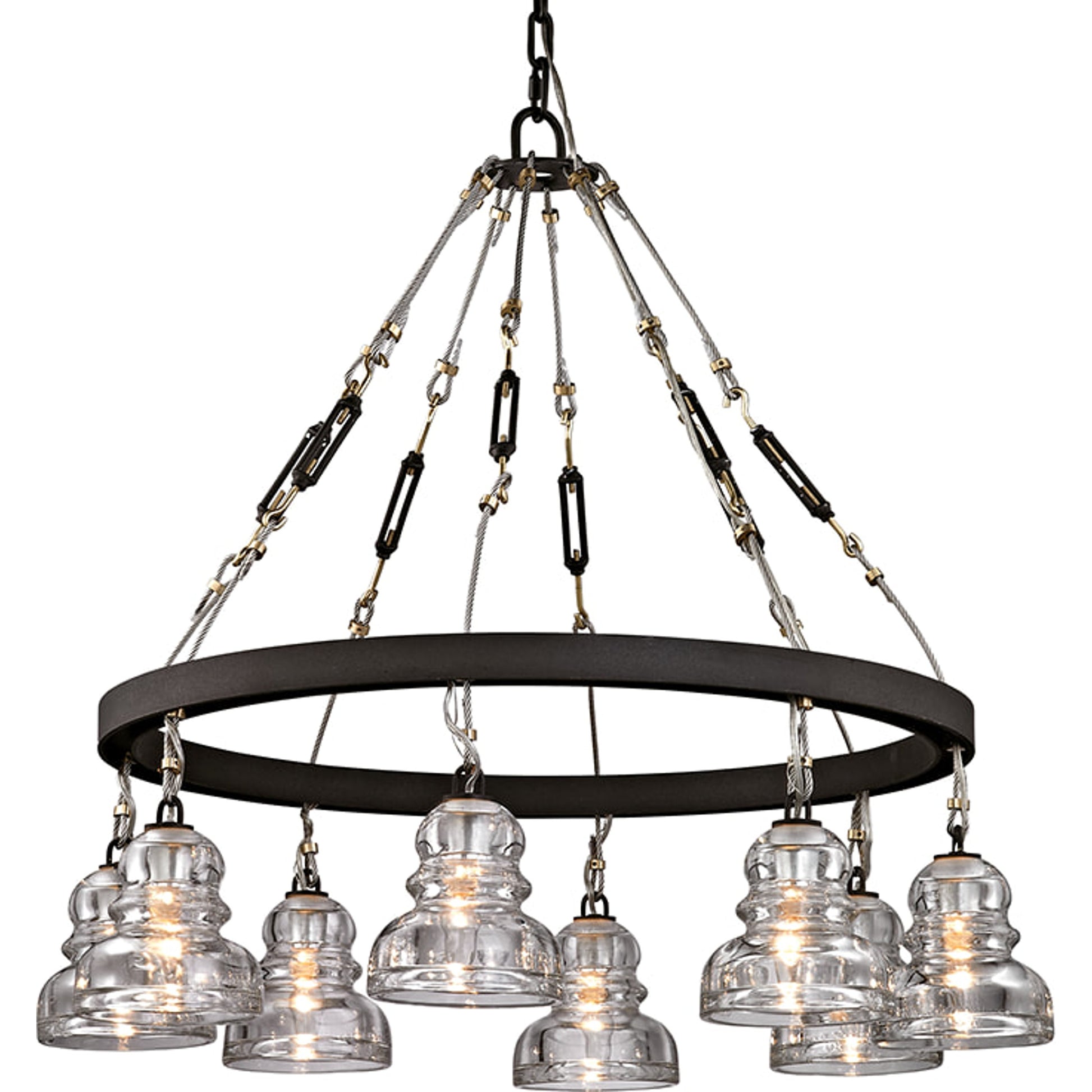 Menlo Park Pendant Mini by Troy in deep bronze. Made from hand-worked iron in a modern style.