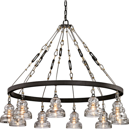 Menlo Park Pendant Mini by Troy in deep bronze. Made from hand-worked iron in a modern style.