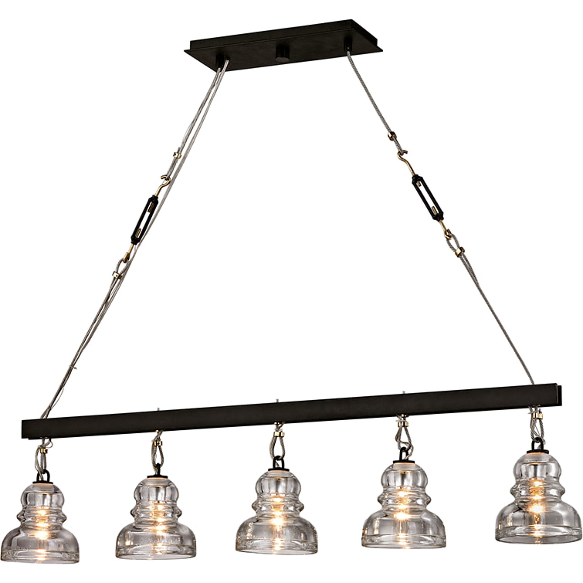 Menlo Park Pendant Mini by Troy in deep bronze. Made from hand-worked iron in a modern style.