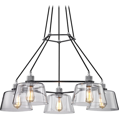Audiophile Cluster Chandelier by Troy in old silver polished aluminum. Made from hand-worked iron in a modern style.