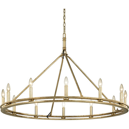 Sutton 20 Light Chandelier by Troy in champagne silver leaf. Made from hand worked iron in a rustic style.