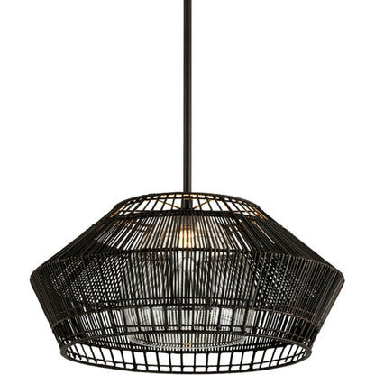 Hunters Point Pendant by Troy in espresso. Made from hand-worked iron in a modern style.