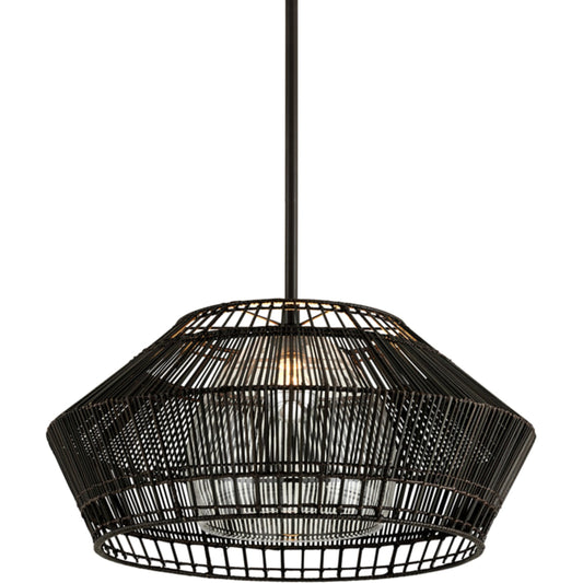 Hunters Point Pendant by Troy in espresso. Made from hand-worked iron in a modern style.