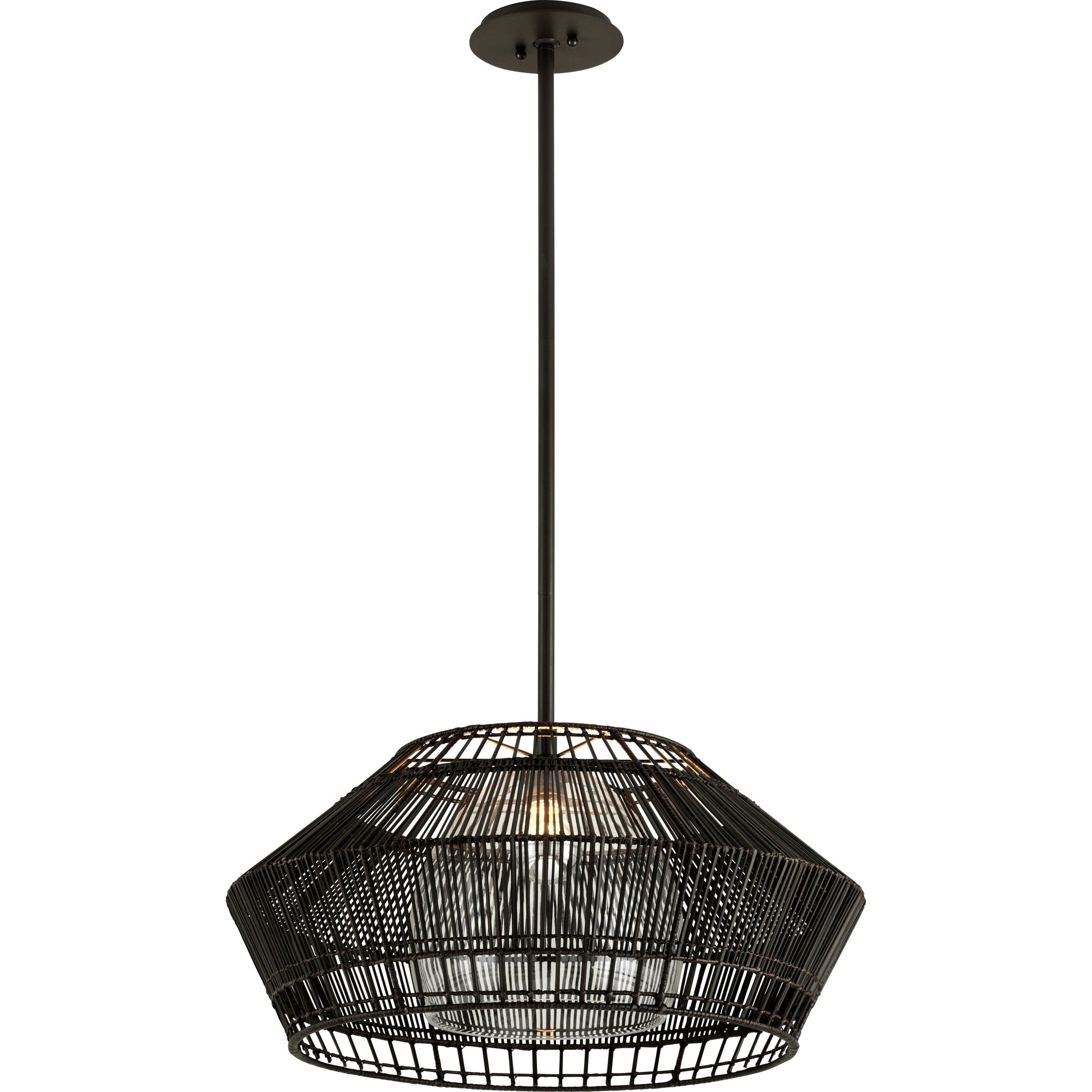 Hunters Point Pendant by Troy in espresso. Made from hand-worked iron in a modern style.
