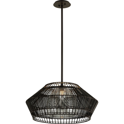 Hunters Point Pendant by Troy in espresso. Made from hand-worked iron in a modern style.