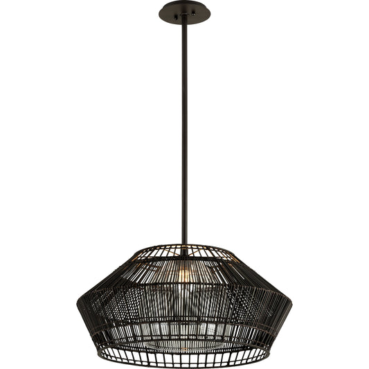 Hunters Point Pendant by Troy in espresso. Made from hand-worked iron in a modern style.