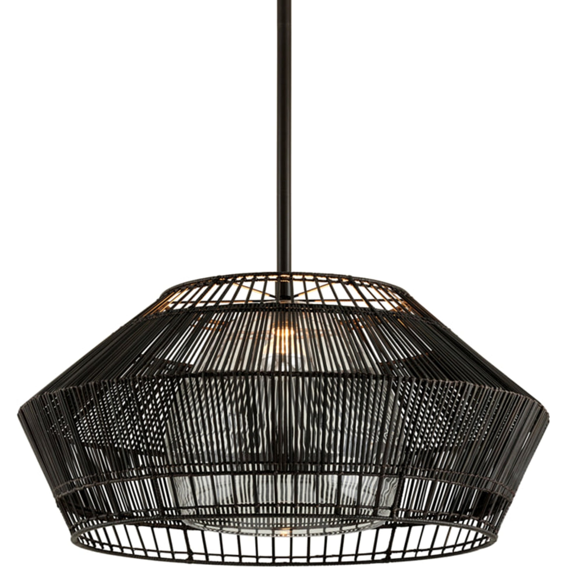 Hunters Point Pendant by Troy in espresso. Made from hand-worked iron in a modern style.