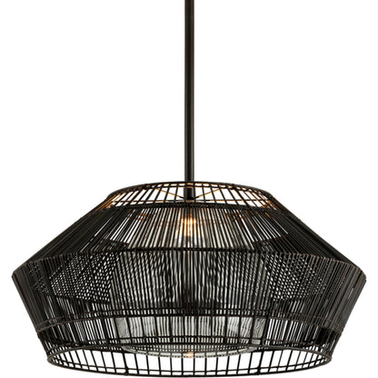 Hunters Point Pendant by Troy in espresso. Made from hand-worked iron in a modern style.