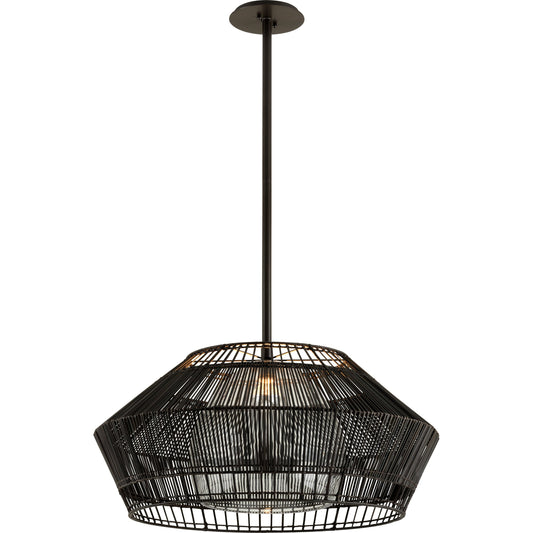 Hunters Point Pendant by Troy in espresso. Made from hand-worked iron in a modern style.