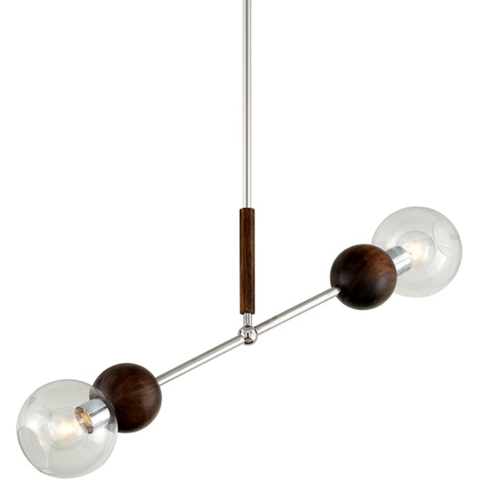 Arlo Linear Chandelier by Troy in stainless steel , natural acacia. Made from stainless steel, natural acacia in a modern style.