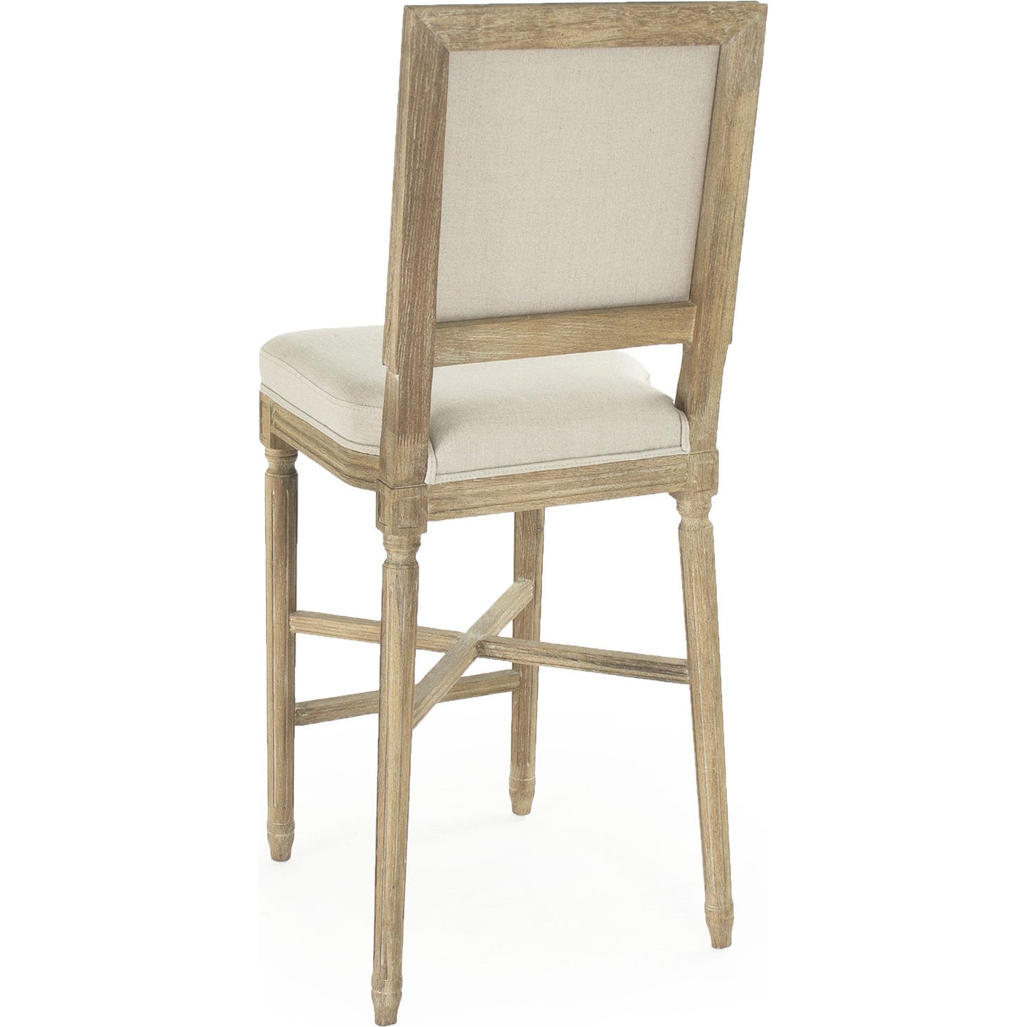 003 S-337603 | Additional Silo | Louis Bar Chair by Zentique in natural linen and limed gray oak. Made from limed grey oak in a cottage & farmhouse style.