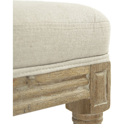 Louis Bar Chair by Zentique in natural linen and limed gray oak. Made from limed grey oak in a cottage & farmhouse style.