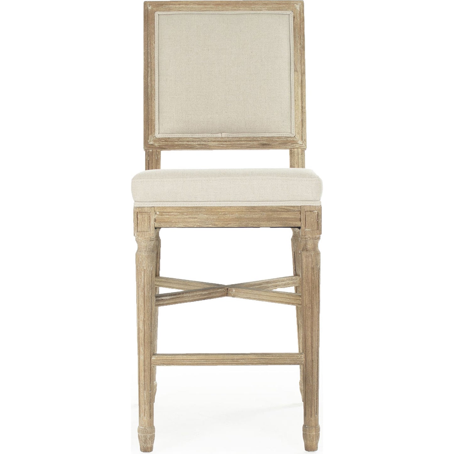 002 S-337616 | Additional Silo | Louis Counter Chair by Zentique in natural linen and limed gray oak. Made from limed grey oak in a cottage & farmhouse style.