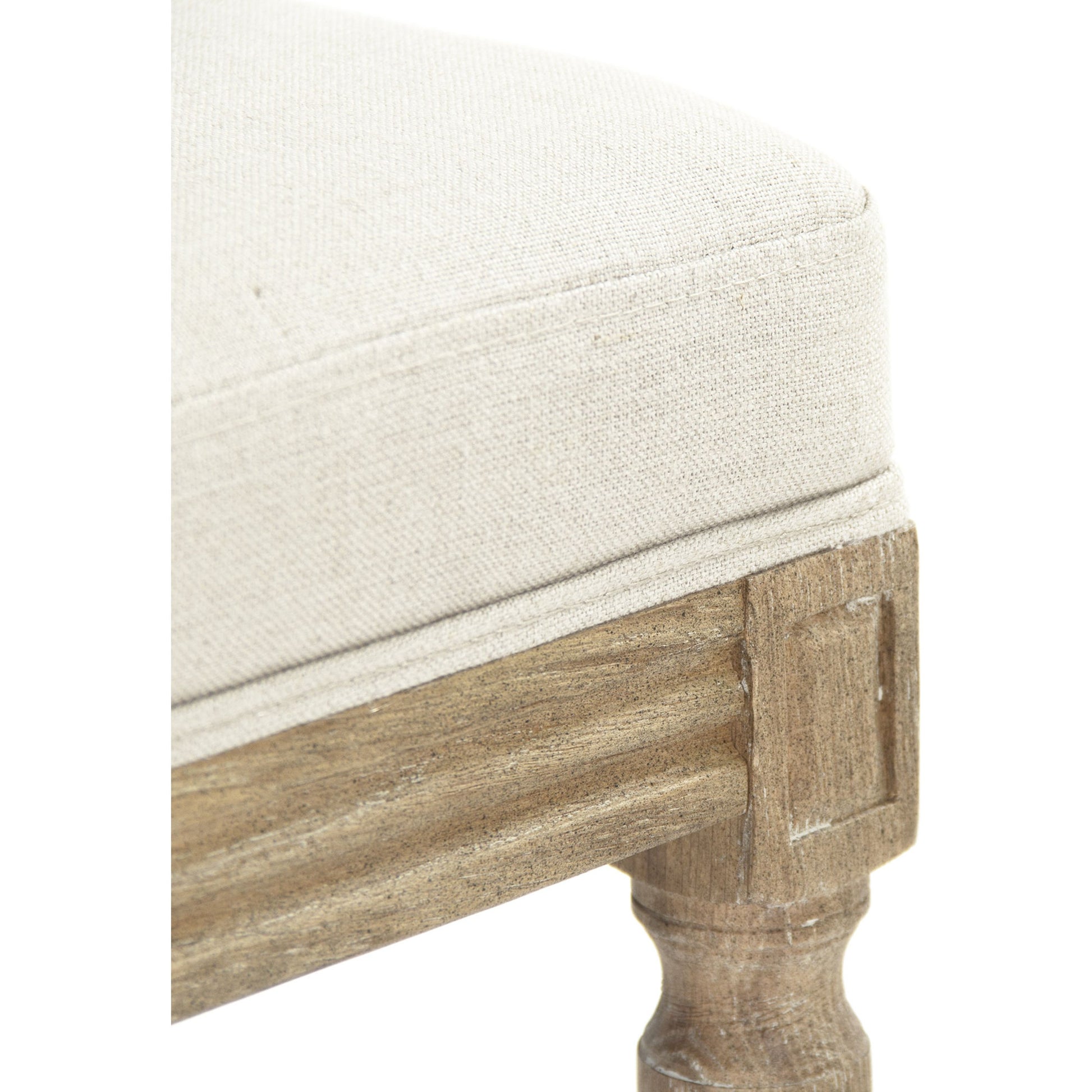 Louis Counter Chair by Zentique in natural linen and limed gray oak. Made from limed grey oak in a cottage & farmhouse style.