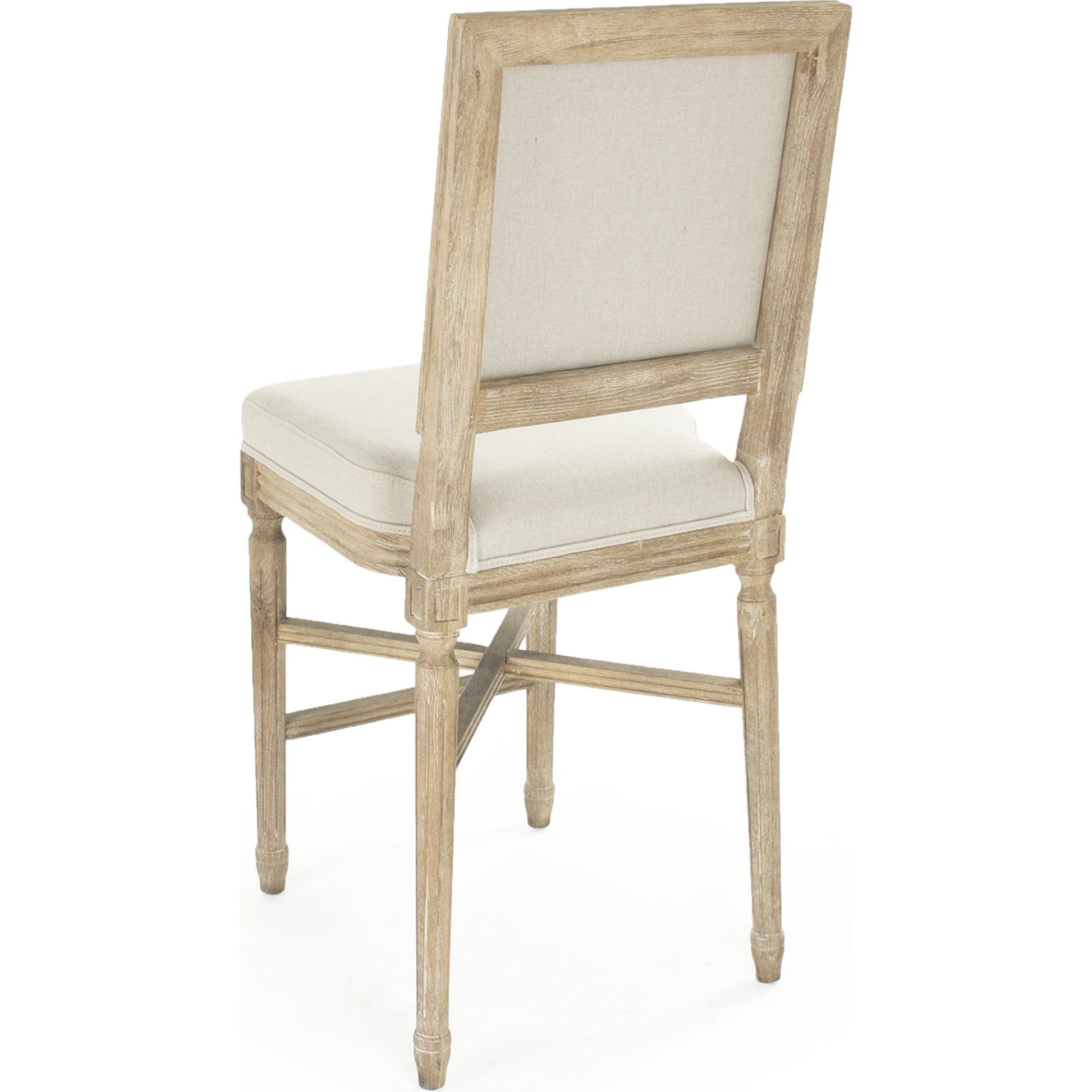 Louis Counter Chair by Zentique in natural linen and limed gray oak. Made from limed grey oak in a cottage & farmhouse style.