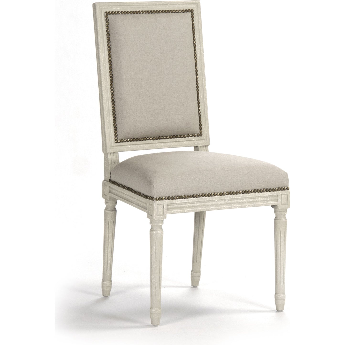 001 S-337606 | Primary Silo | Louis Cane Back Side Chair by Zentique in natural linen, burlap and distressed ivory oak. Made from distressed ivory birch in a modern style.